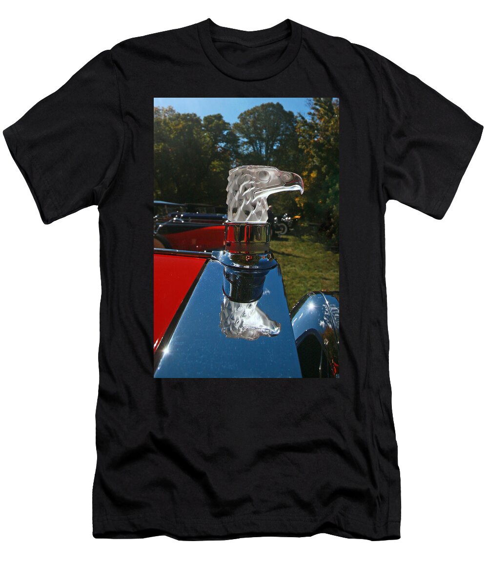 1929 Franklin T-Shirt featuring the photograph 1929 Franklin Model 137 Sport Touring Hood Ornament by Allen Beatty