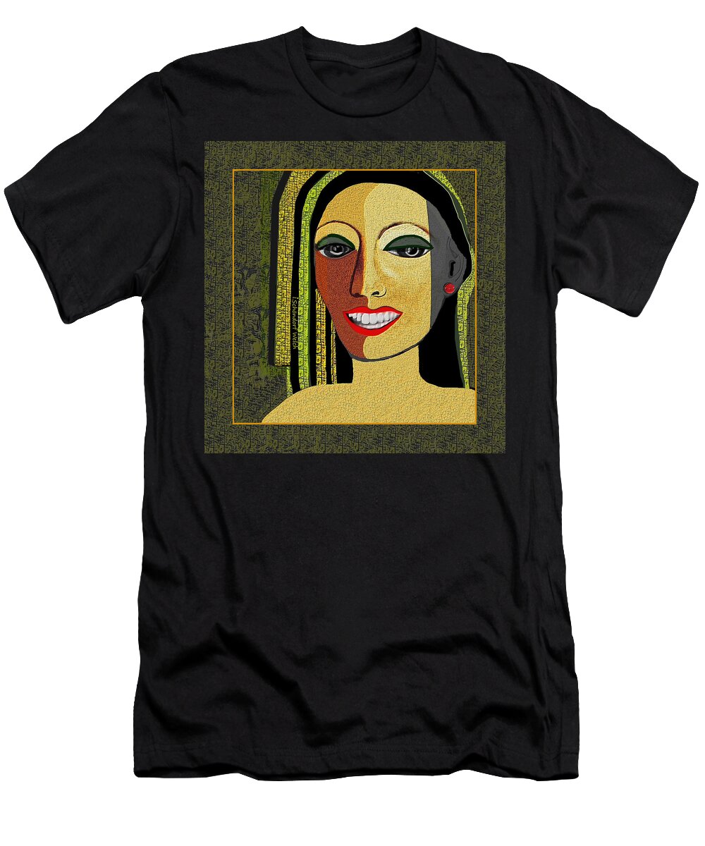1966 T-Shirt featuring the digital art 1966 - Lady with beautiful Teeth by Irmgard Schoendorf Welch