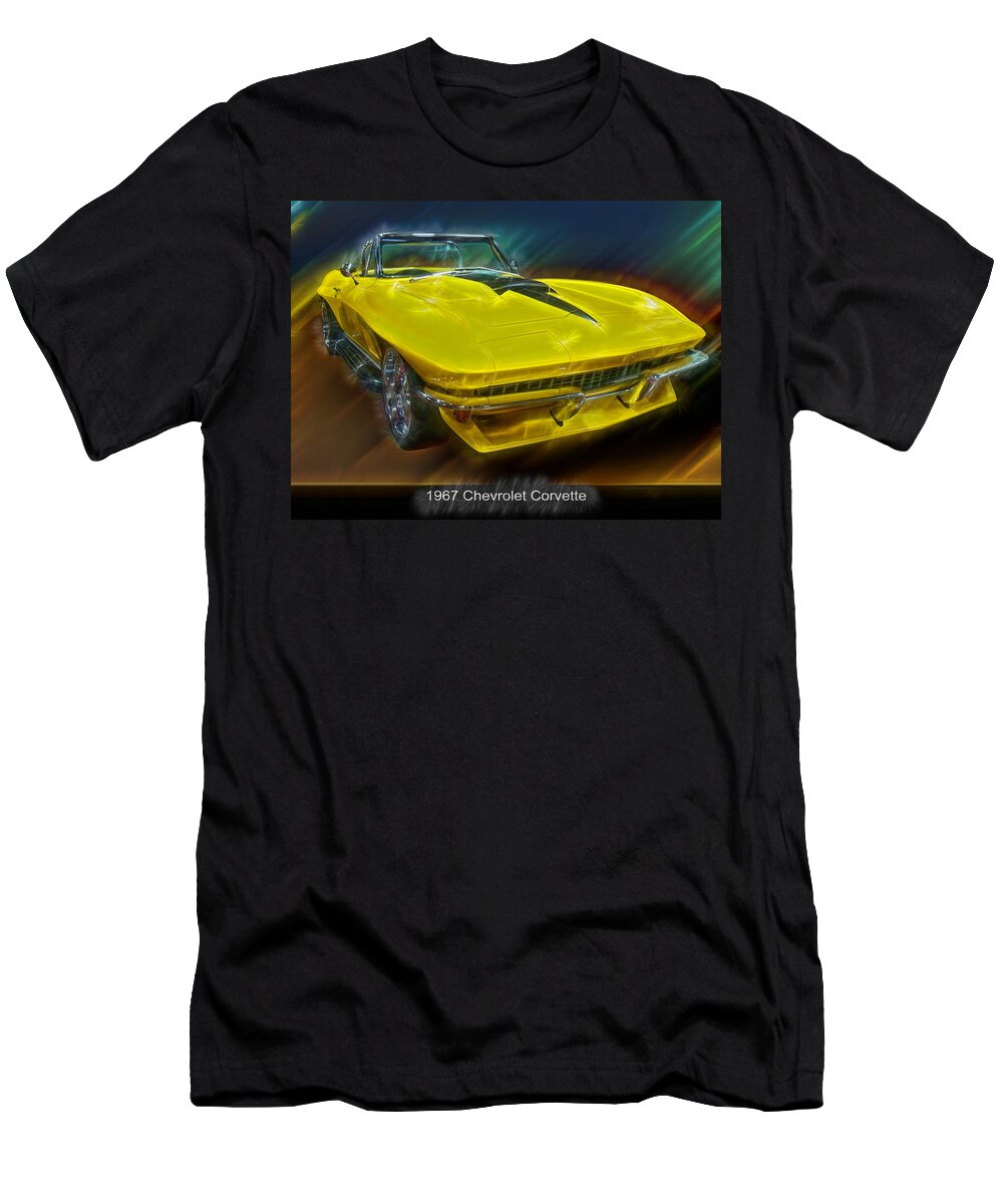 Electric Images T-Shirt featuring the digital art 1967 Chevy Corvette Electric by Flees Photos