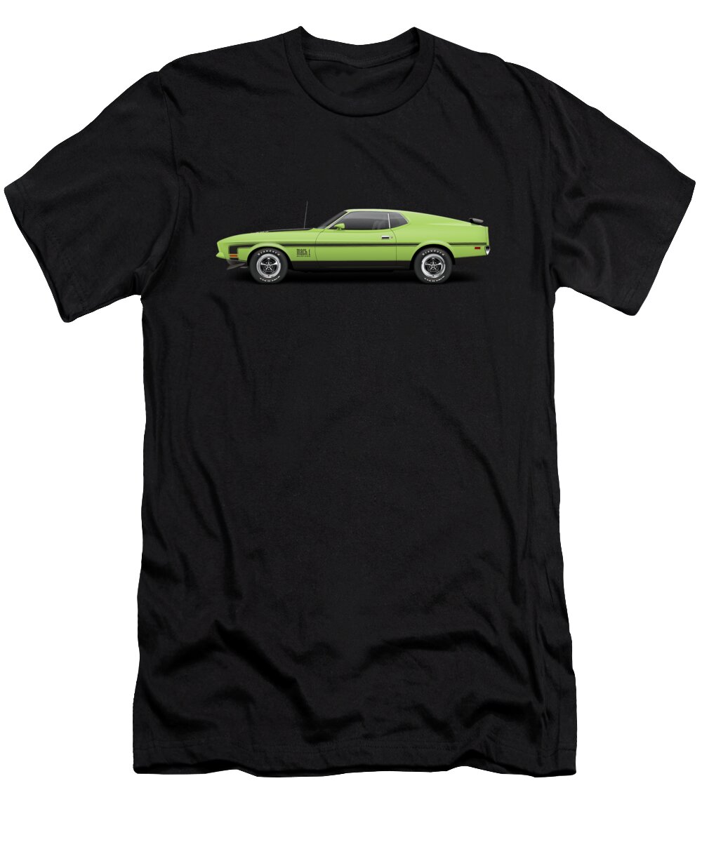 T-Shirt - - America by Fine Mustang Jackson 1971 1 Ed Grabber Ford Lime Mach Art