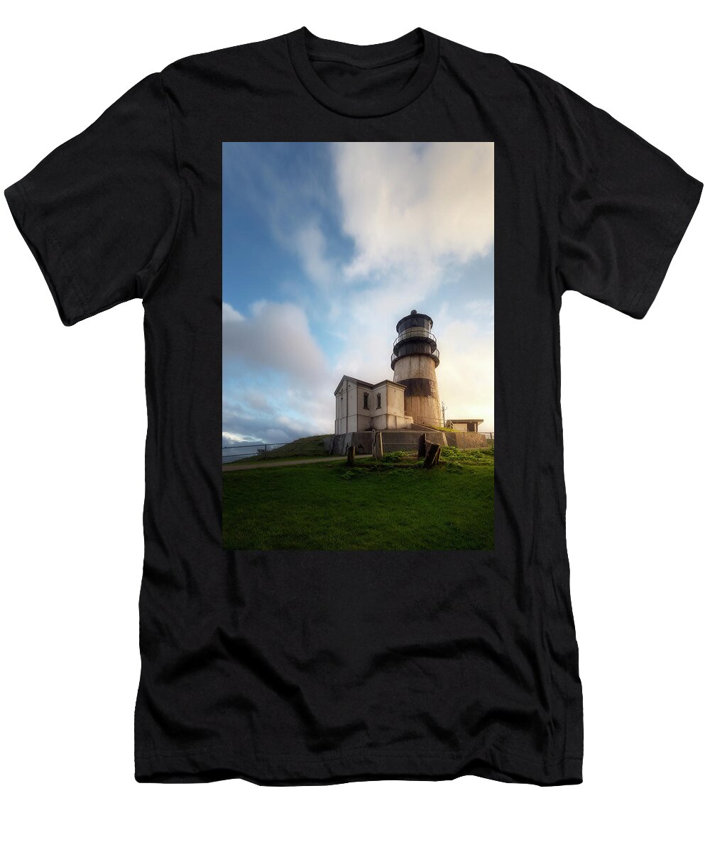 Lighthouse T-Shirt featuring the photograph First Light #2 by Ryan Manuel