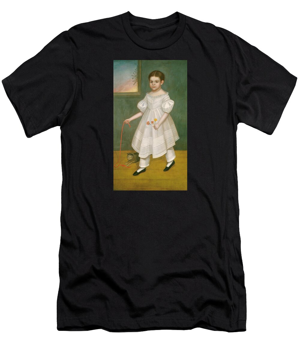 Joseph Goodhue Chandler T-Shirt featuring the painting Girl with Kitten #2 by Joseph Goodhue Chandler