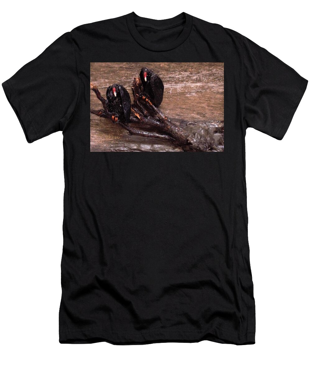 3d T-Shirt featuring the mixed media 2 Hulking Vultures by Roger Swezey