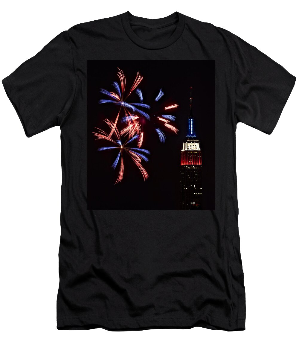 Empire State Building T-Shirt featuring the photograph Red White and Blue by Susan Candelario