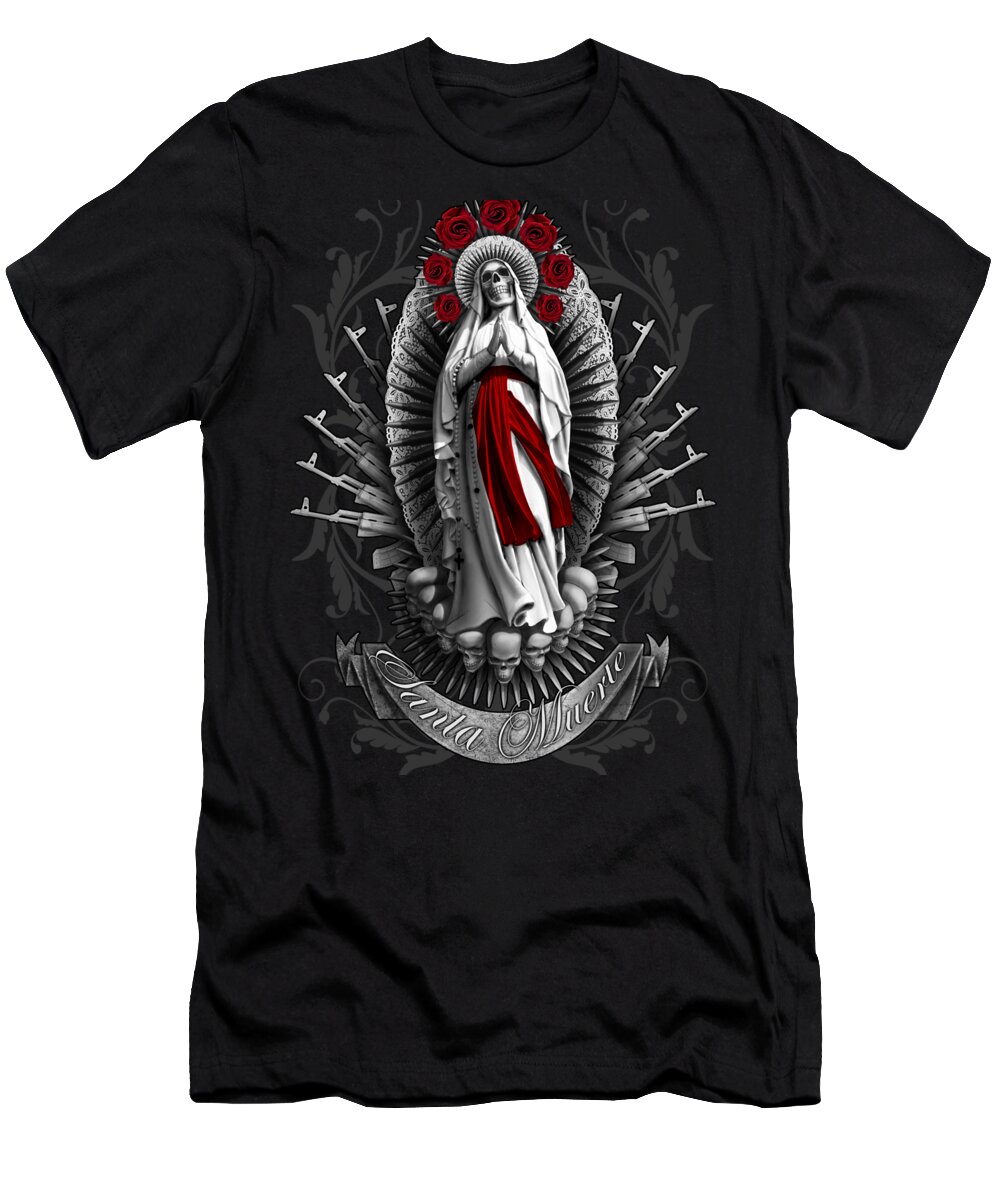 Santa Muerte T-Shirt featuring the digital art Santa Muerte #2 by Syvorov Ilia