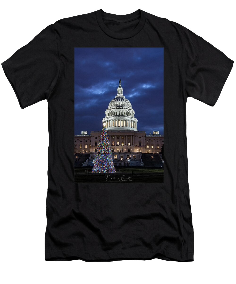Christmas Tree T-Shirt featuring the photograph 2017 Capitol Tree by Erika Fawcett