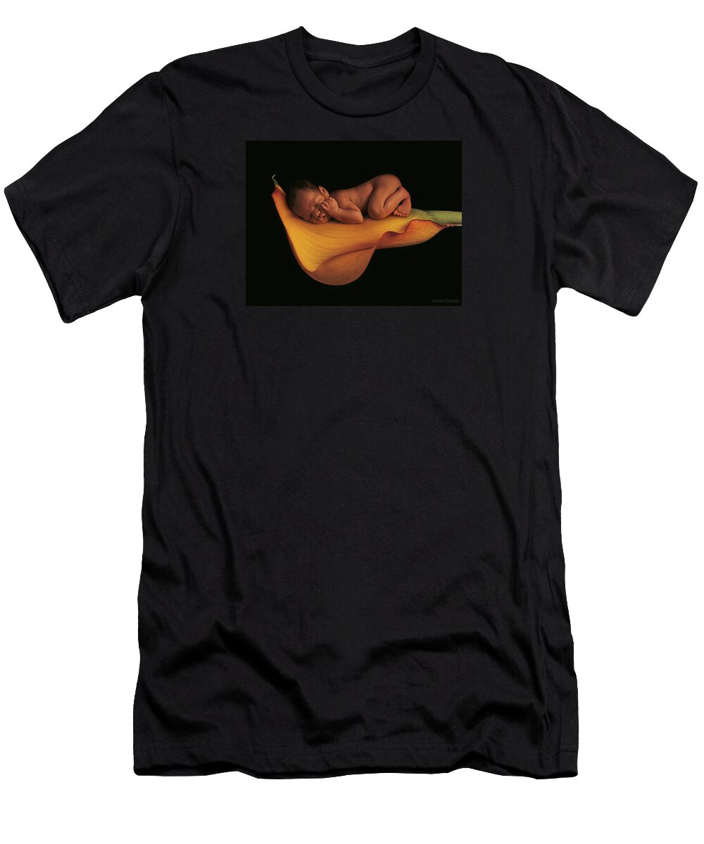 Calla Lily T-Shirt featuring the photograph Sleeping on a Calla Lily by Anne Geddes