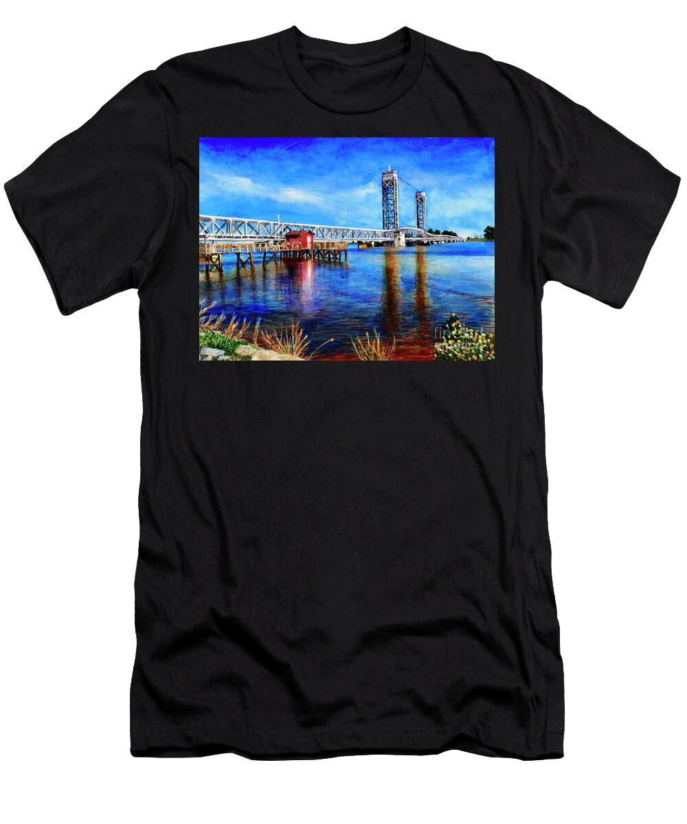Rio Vista Bridge T-Shirt featuring the painting #273 Rio Vista Bridge #273 by William Lum
