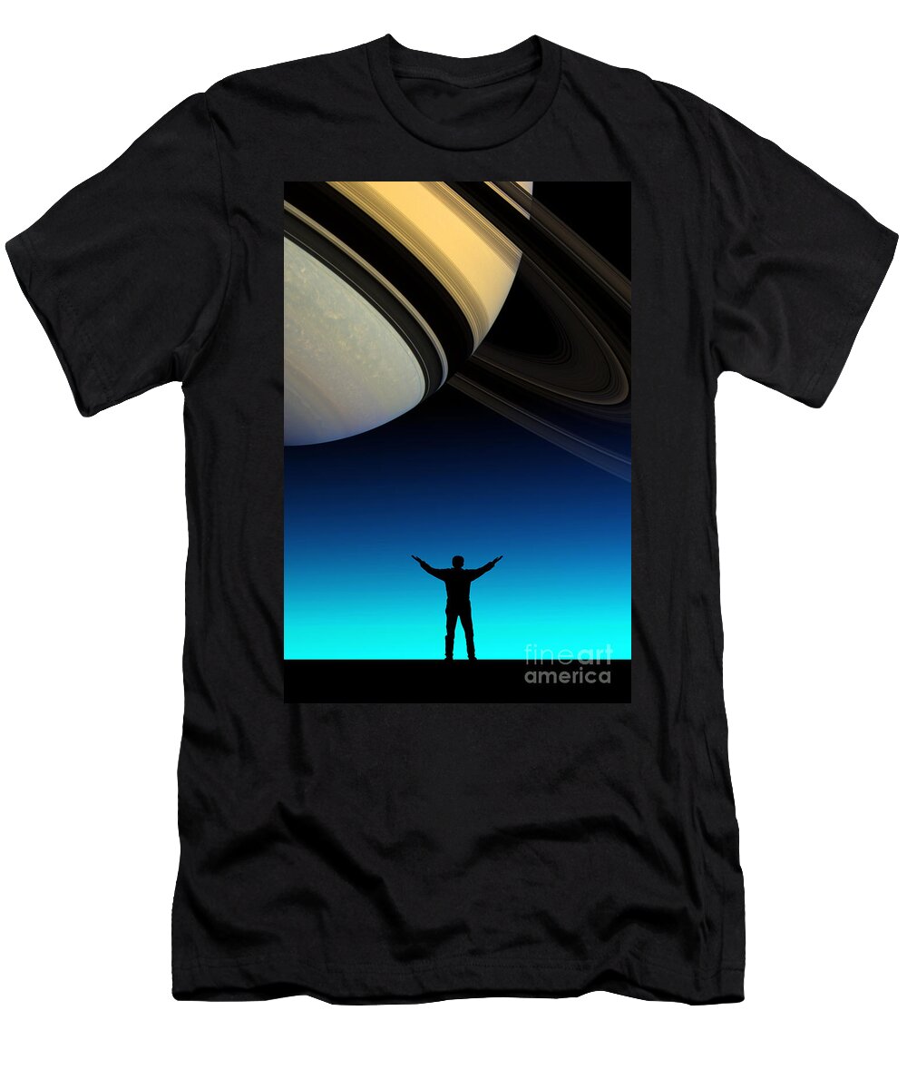 Astronomy T-Shirt featuring the photograph In Awe Of Saturn #3 by Larry Landolfi