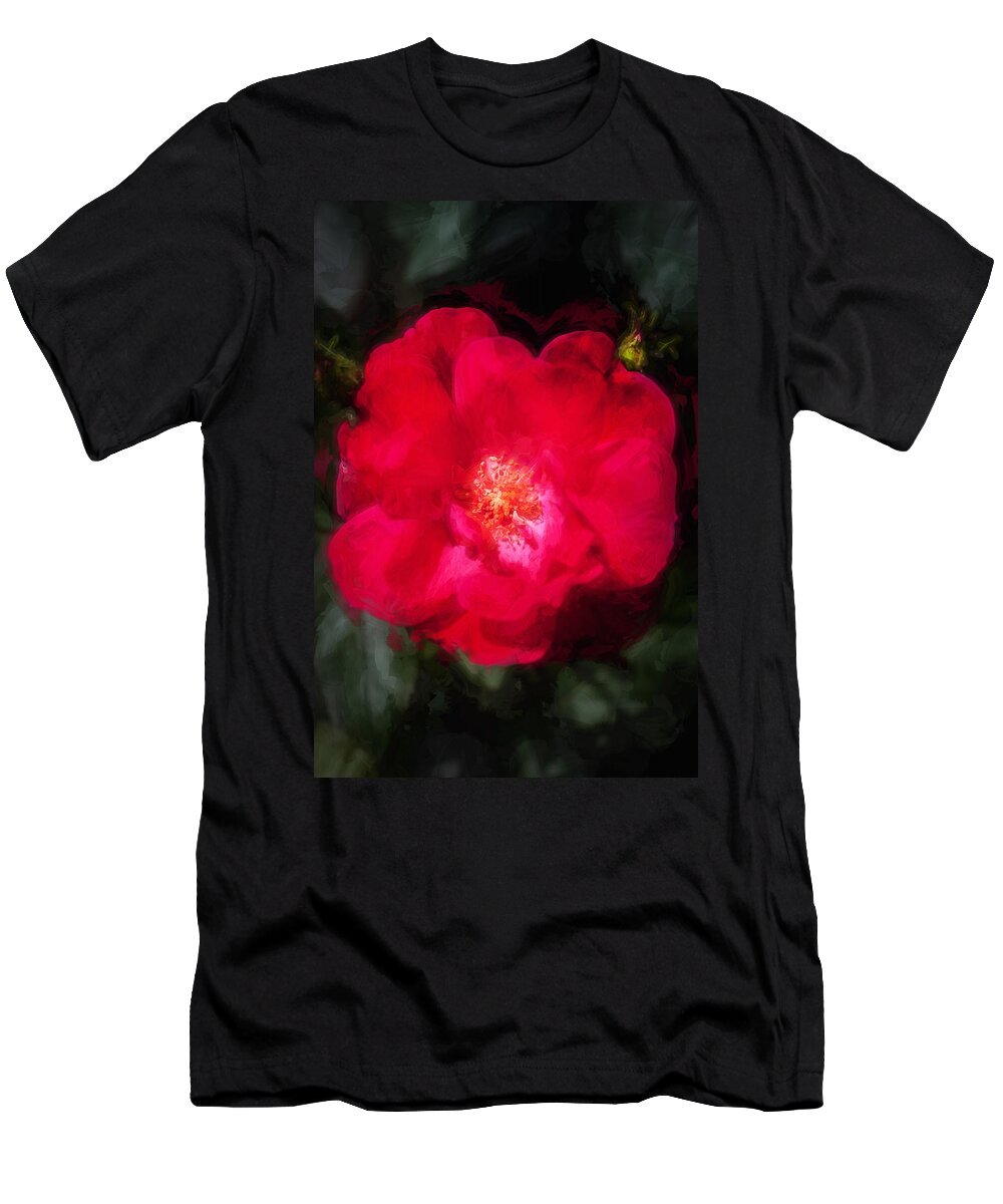 Roses T-Shirt featuring the photograph Knockout Roses Painted #3 by Rich Franco