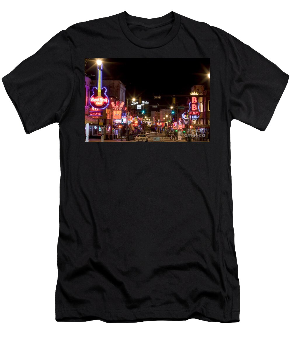 Memphis T-Shirt featuring the photograph Beale Street in Downtown Memphis Tennessee #4 by Anthony Totah