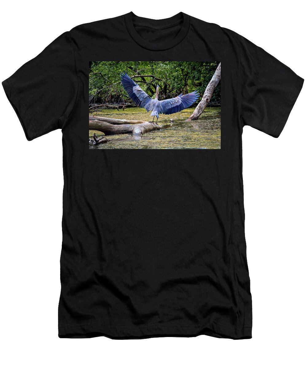 Animal T-Shirt featuring the photograph Blue Heron #6 by Peter Lakomy