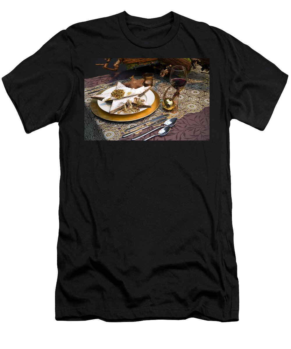 Christmas T-Shirt featuring the photograph Christmas table #6 by Ariadna De Raadt