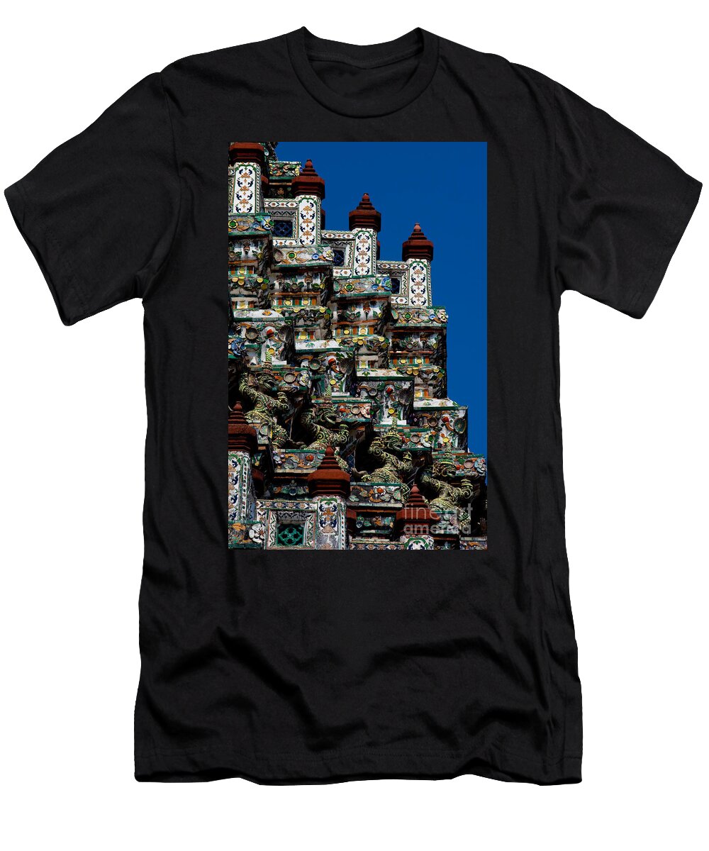 Architecture T-Shirt featuring the photograph Temple Detail in Bangkok Thialand #6 by Anthony Totah