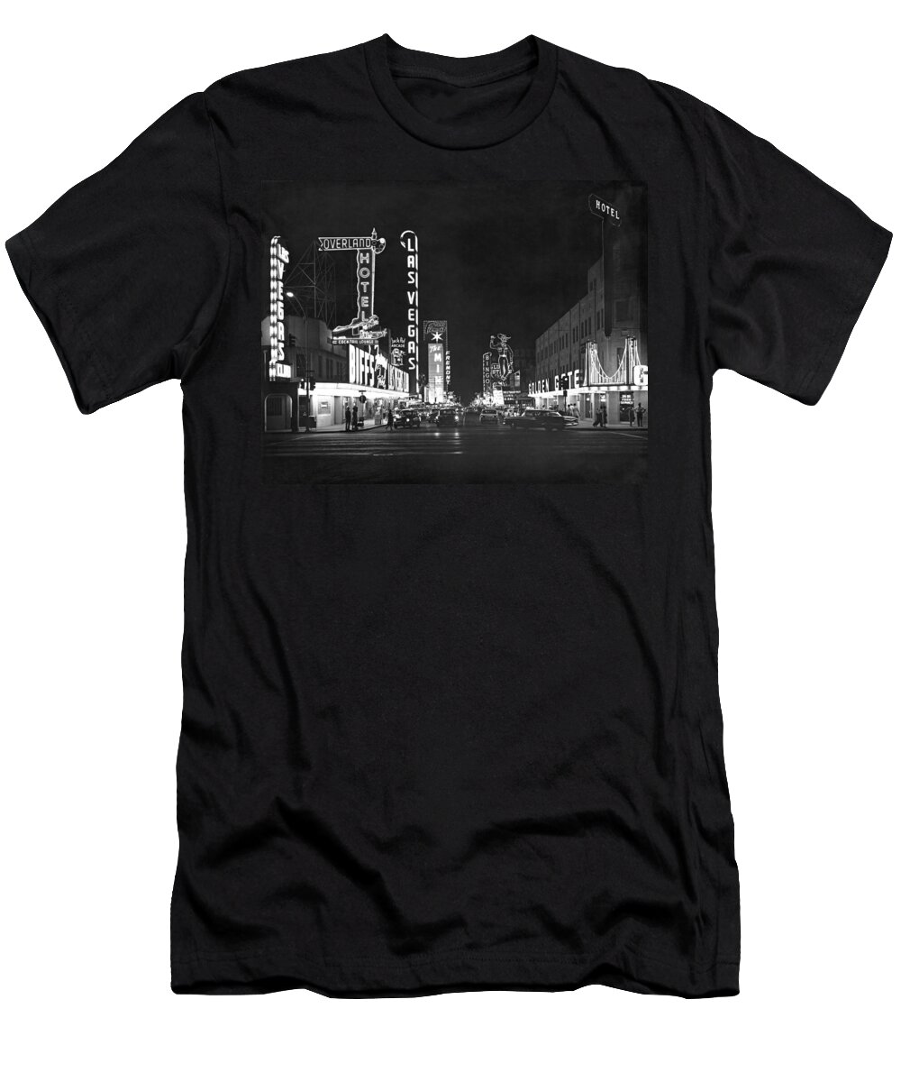 1950s T-Shirt featuring the photograph The Las Vegas Strip #4 by Underwood Archives
