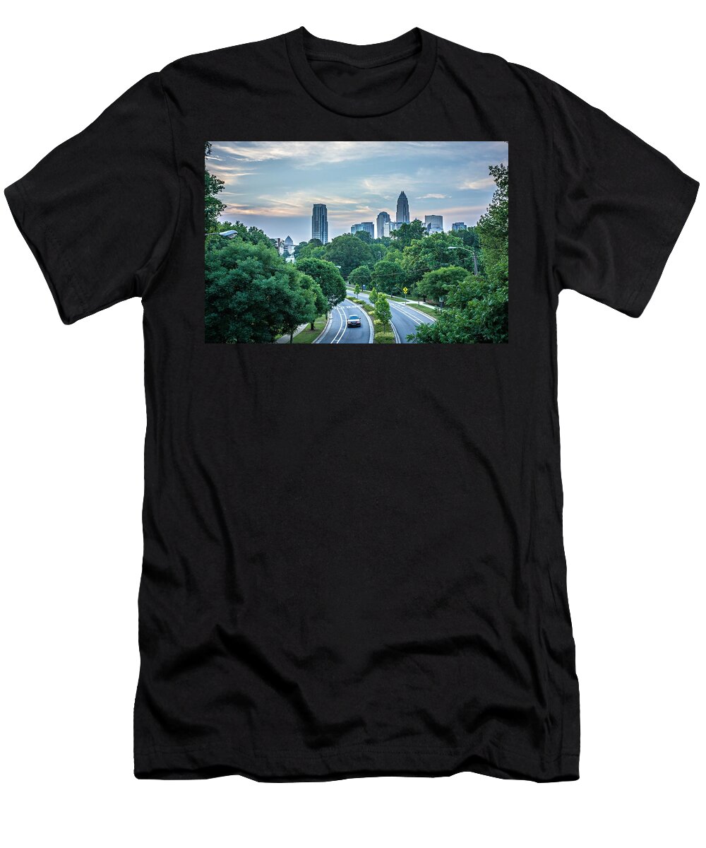 Skyline T-Shirt featuring the photograph Charlotte North Carolina City Skyline #9 by Alex Grichenko