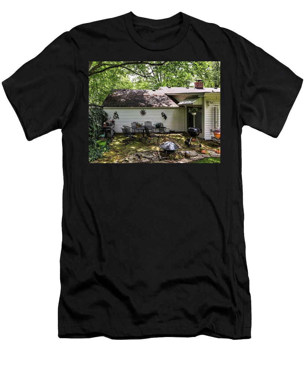 Real Estate Photography T-Shirt featuring the photograph 908 Patio View by Jeff Kurtz