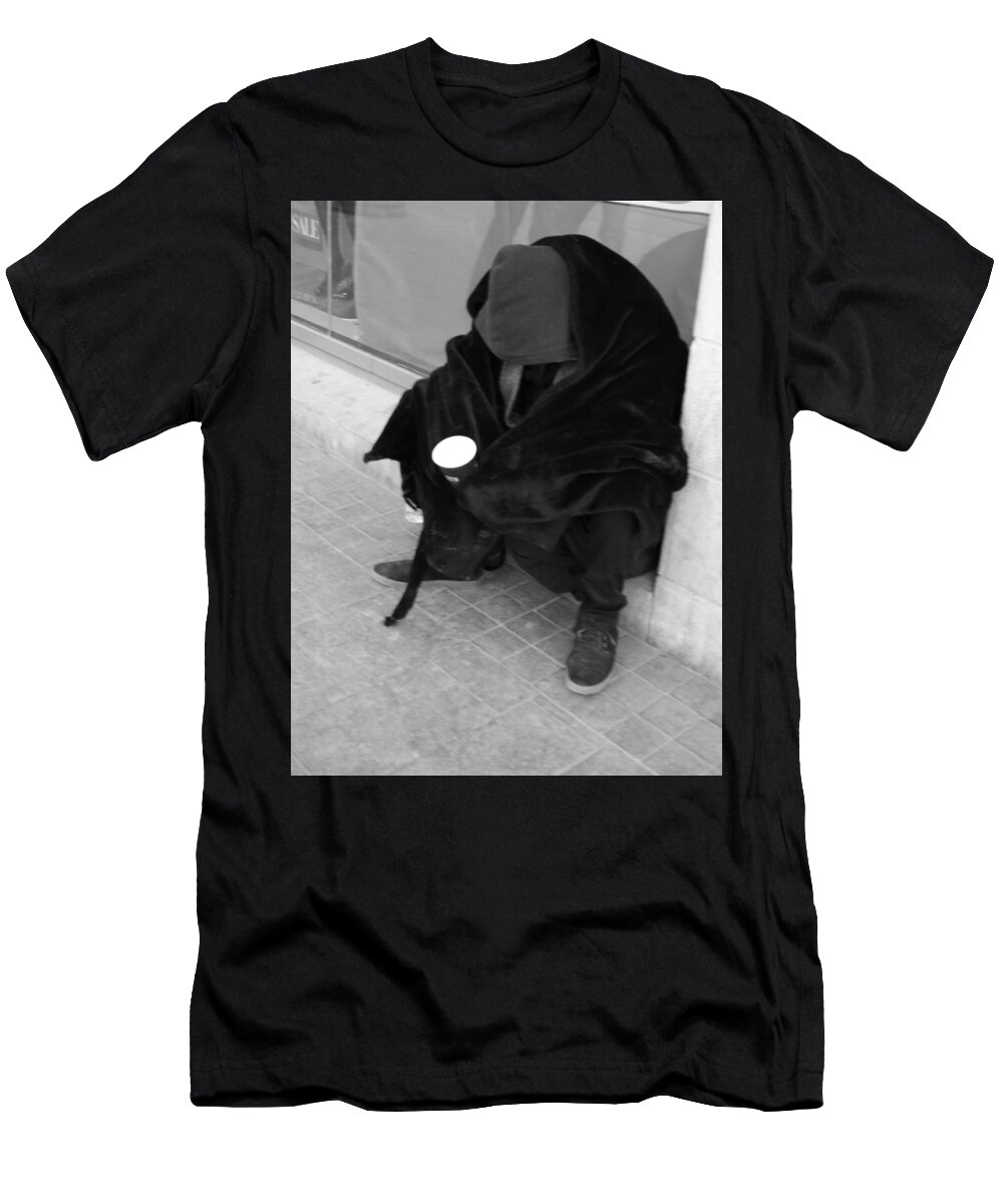 Beggar T-Shirt featuring the photograph A Beggar in Jerusalem by Esther Newman-Cohen