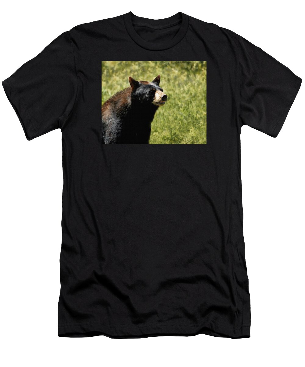 Bear T-Shirt featuring the digital art A Black Bear by Ernest Echols