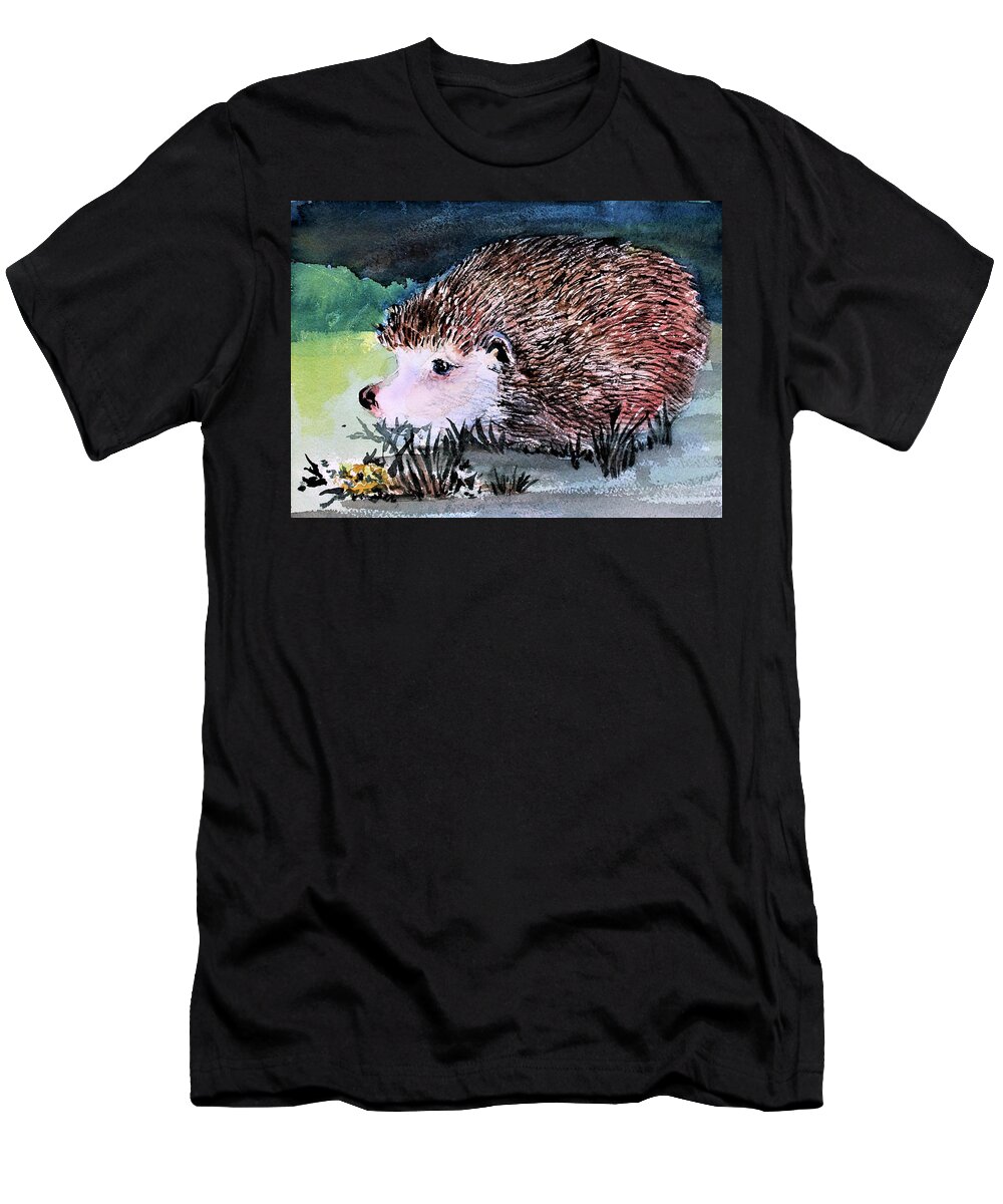 Hedgehog T-Shirt featuring the painting A Friend to Beatrix Potter by Mindy Newman