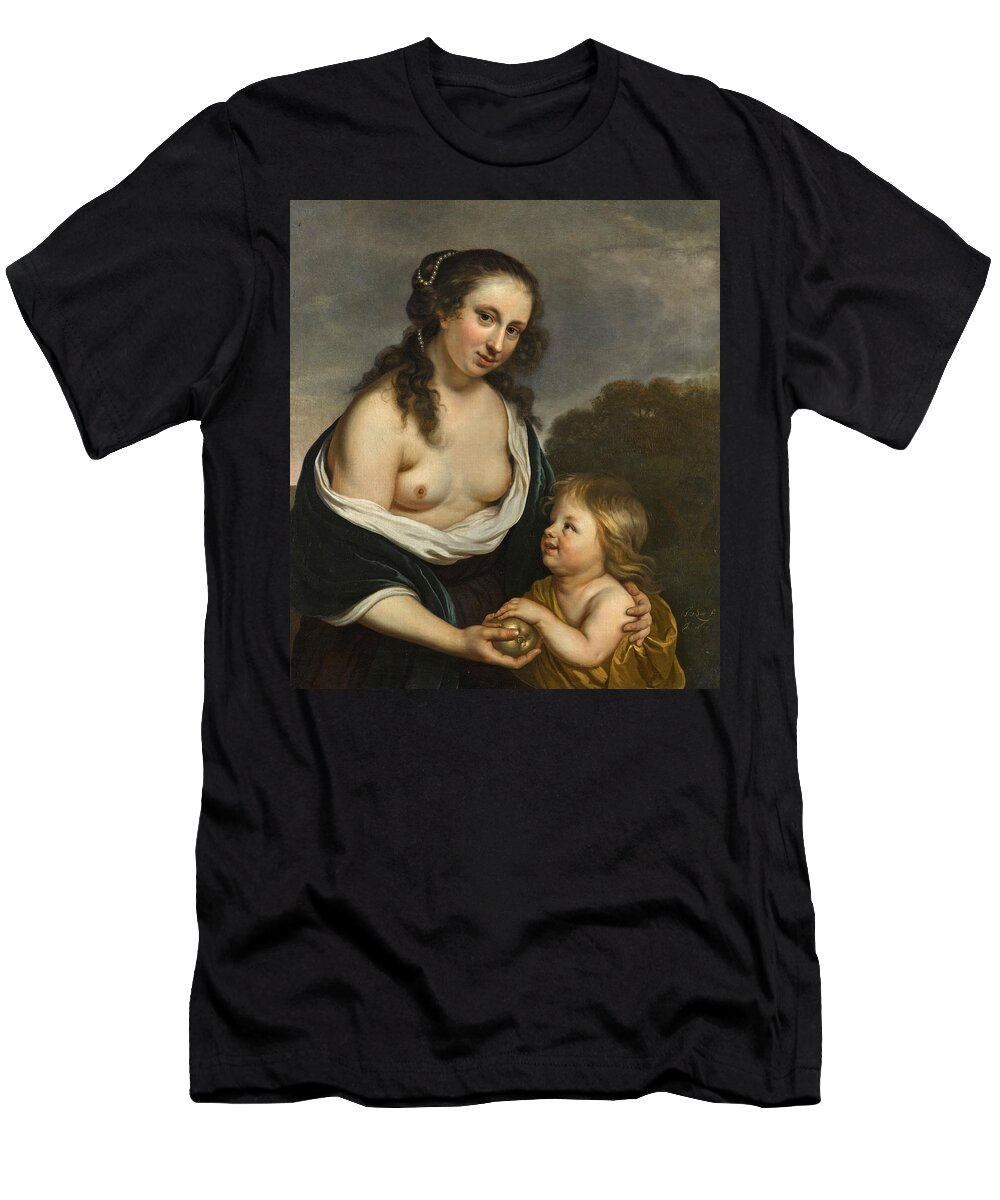 Jacob Van Loo T-Shirt featuring the painting A Mother and her Son in the Guise of Venus and Cupid by Jacob Van Loo