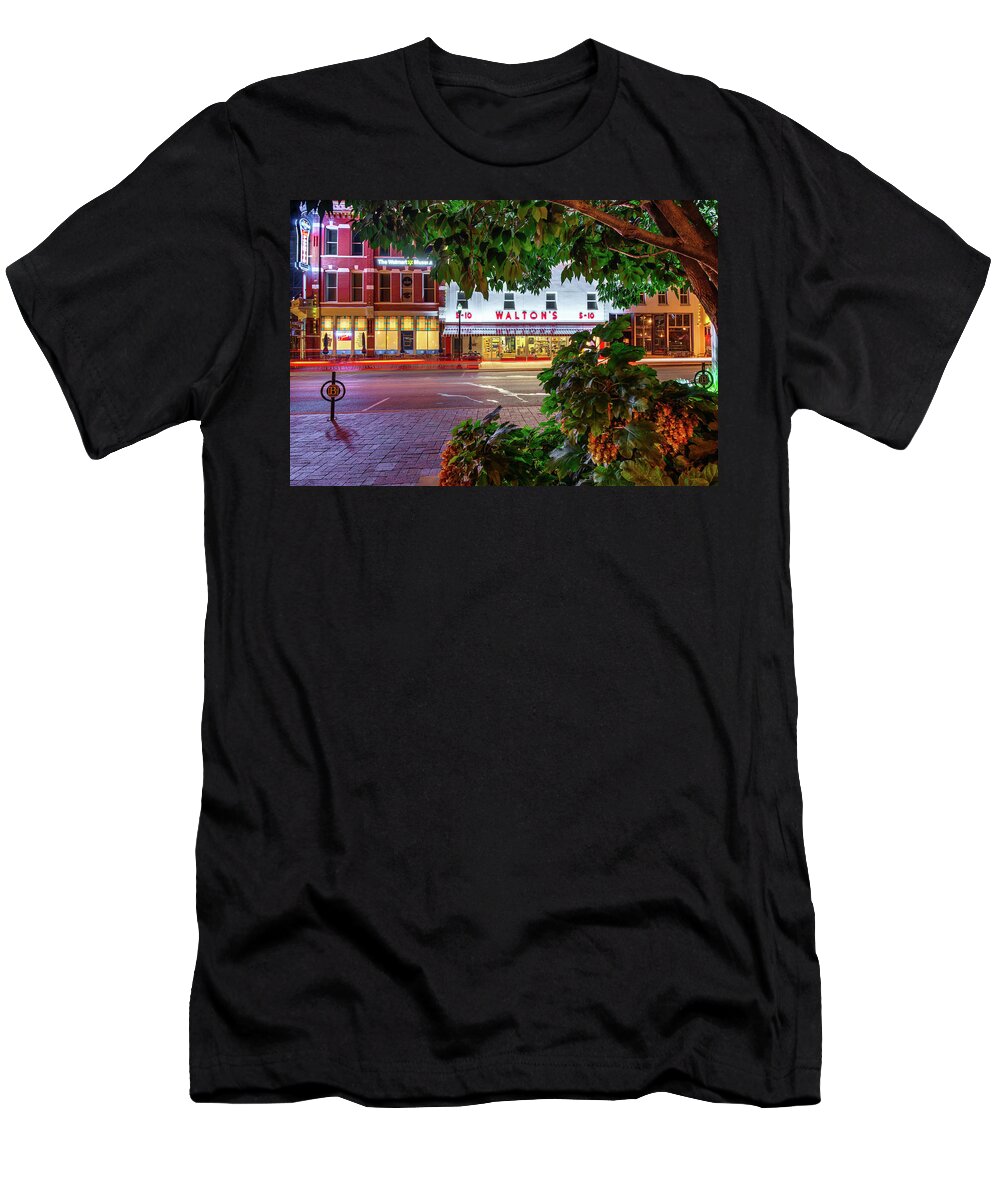 America T-Shirt featuring the photograph A Night On The Bentonville Arkansas Square by Gregory Ballos