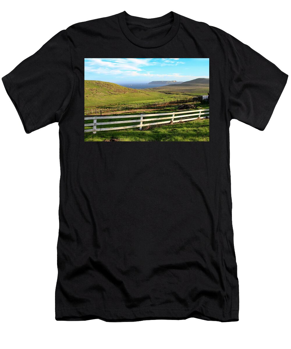 Point Reyes C Ranch T-Shirt featuring the photograph A View from C Ranch to Drakes Estero Point Reyes by Bonnie Follett