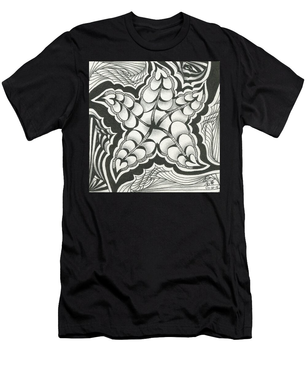 Zentangle T-Shirt featuring the drawing A Woman's Heart by Jan Steinle