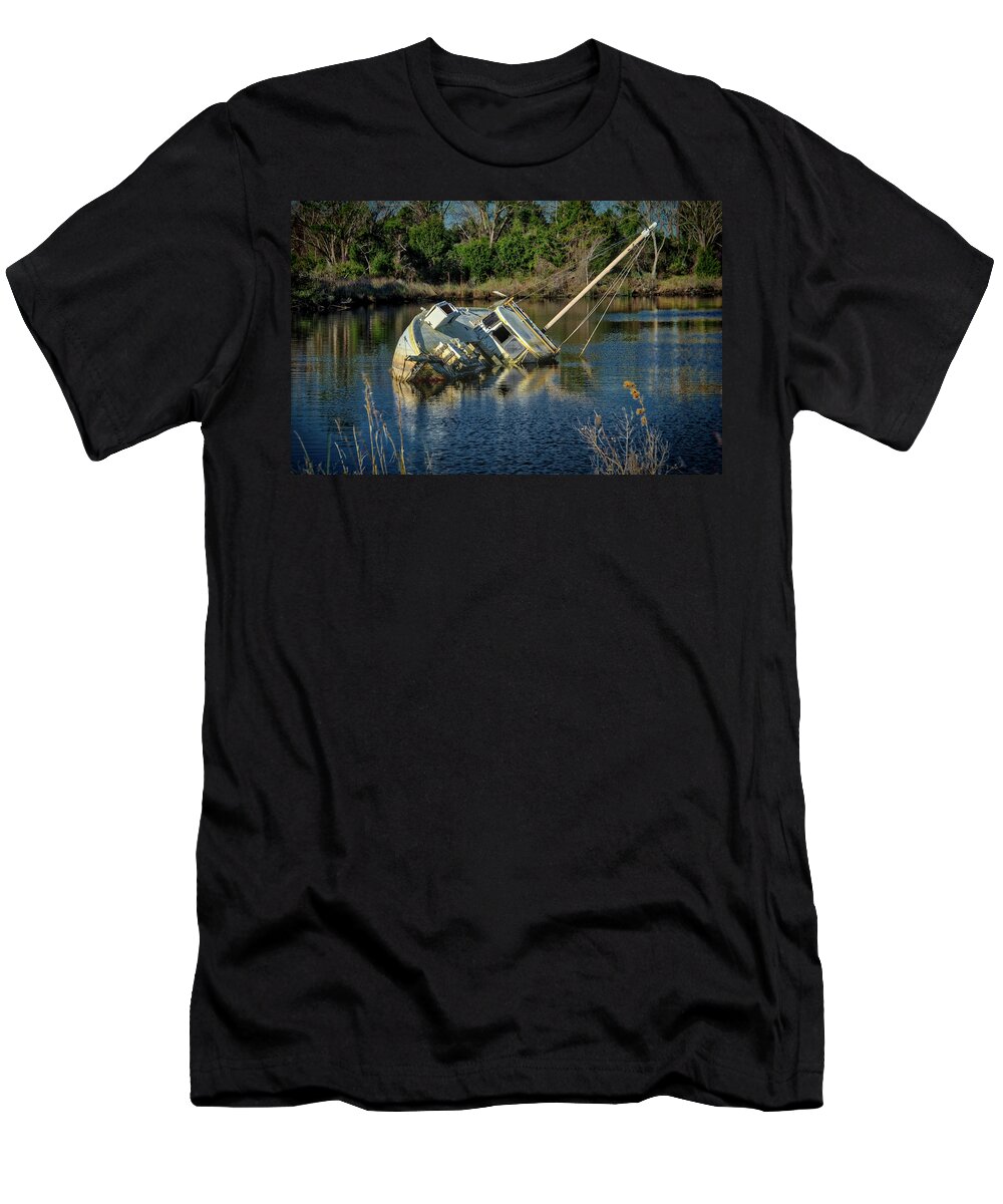 Outer Banks T-Shirt featuring the photograph Abandoned Ship by Donald Brown