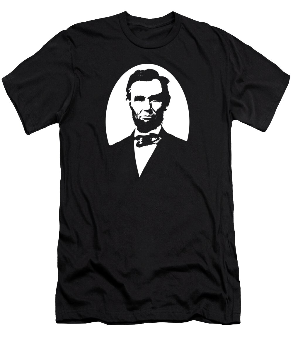 Abraham Lincoln T-Shirt featuring the digital art Abraham Lincoln - Black and White by War Is Hell Store