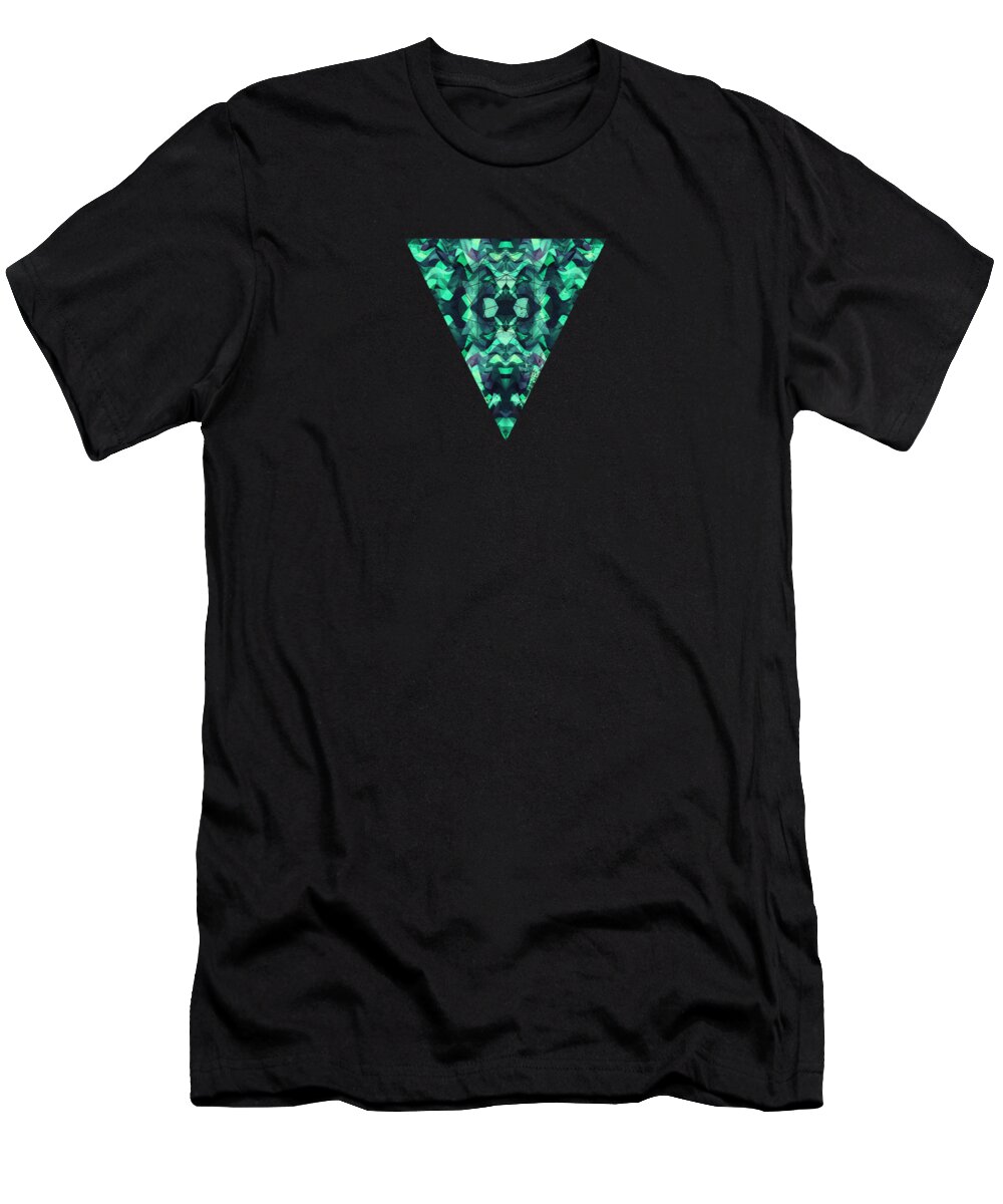 Abstract T-Shirt featuring the digital art Abstract Surreal Chaos theory in Modern poison turquoise green by Philipp Rietz