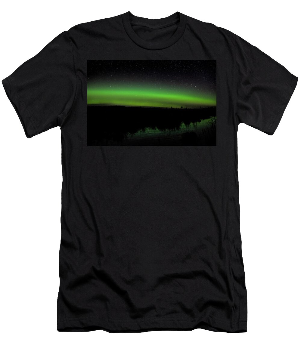 Aurora Borealis T-Shirt featuring the photograph Ackley Green Glow by Dale Kauzlaric