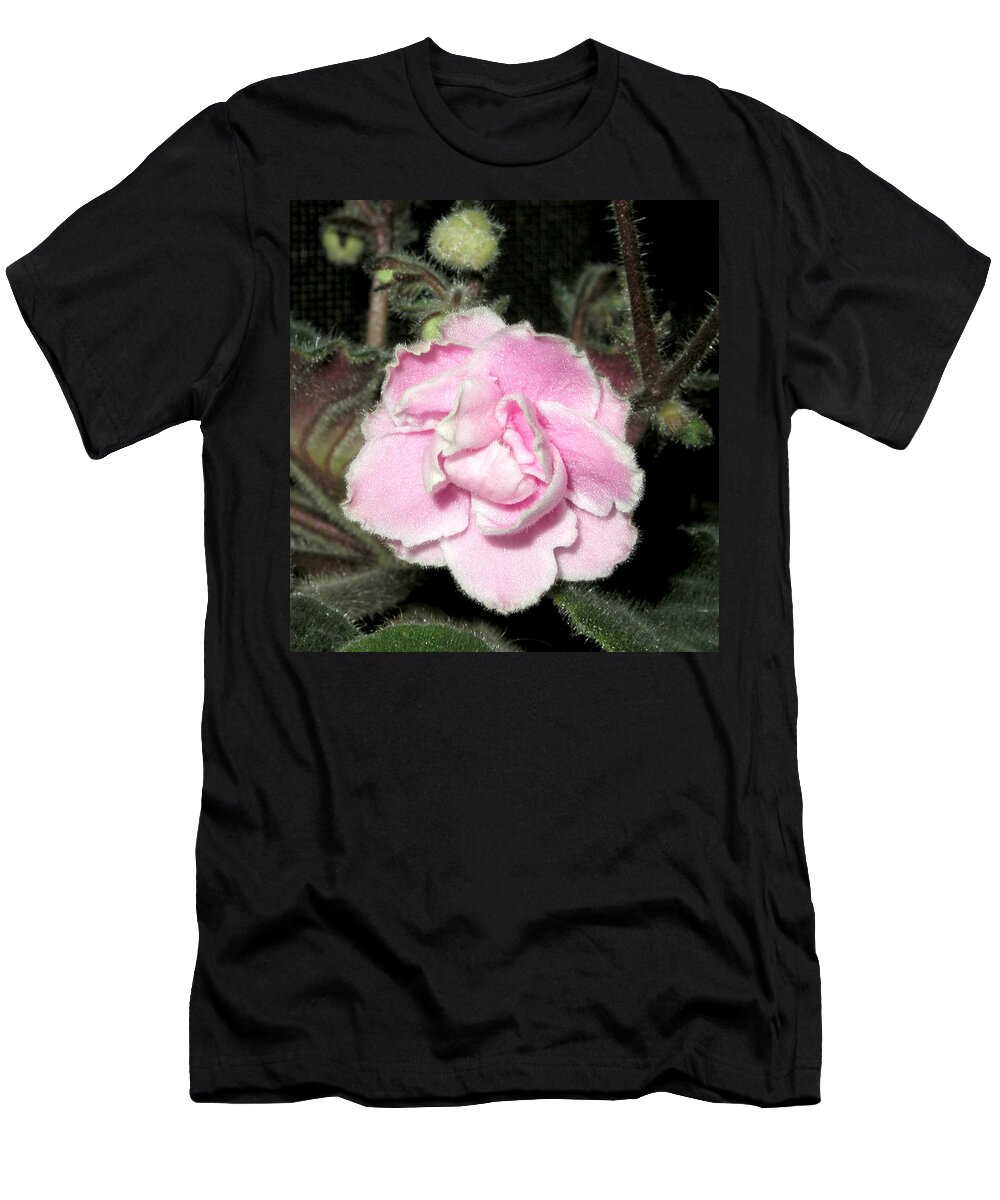 Flower T-Shirt featuring the pyrography African Violet by Robert Morin