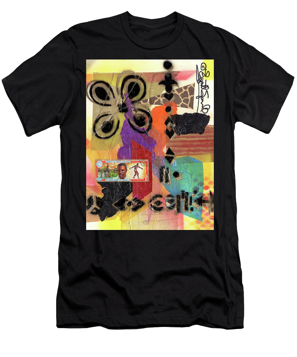 Everett Spruill T-Shirt featuring the painting Afro Collage - H by Everett Spruill