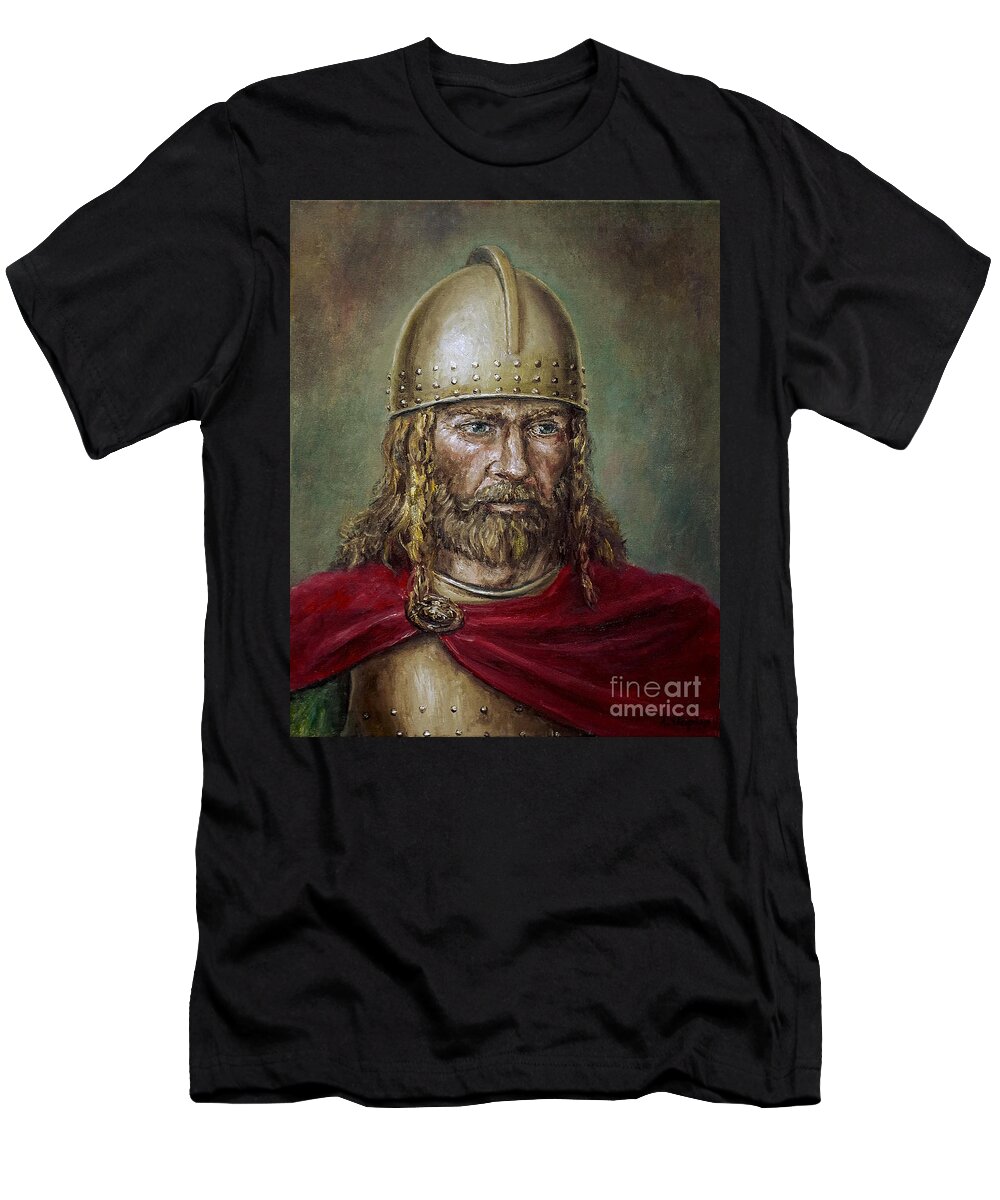 Warrior T-Shirt featuring the painting Alaric the Visigoth by Arturas Slapsys