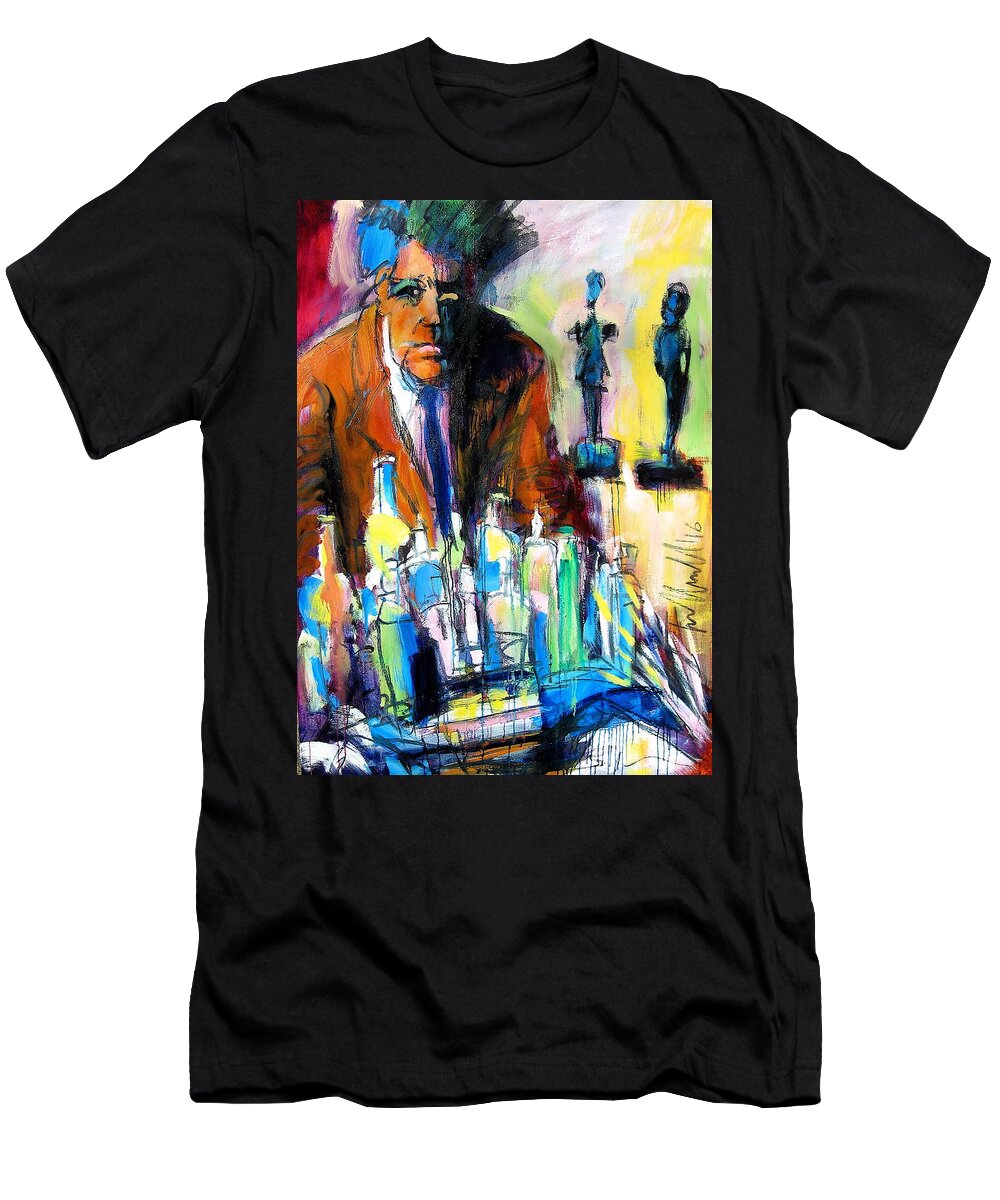 Alberto Giacometti T-Shirt featuring the painting Alberto by Les Leffingwell