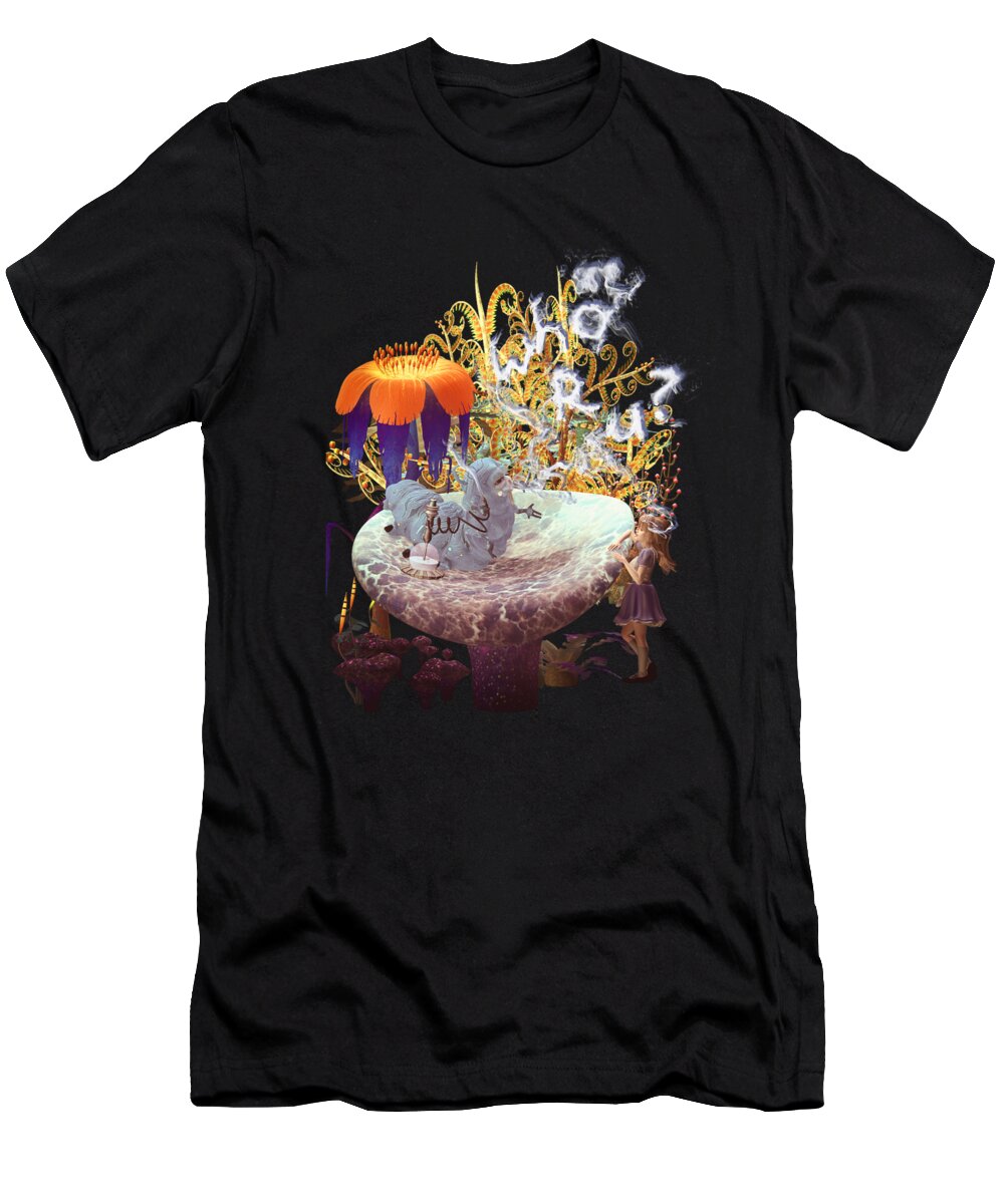 Alice In Wonderland T-Shirt featuring the digital art Alice N The Hookah Caterpillar by Two Hivelys