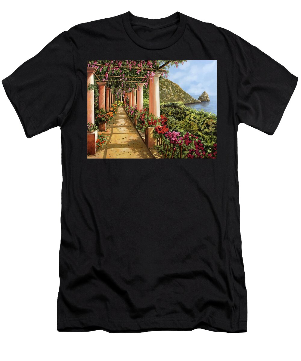 Column T-Shirt featuring the painting Altre Colonne Sul Golfo by Guido Borelli