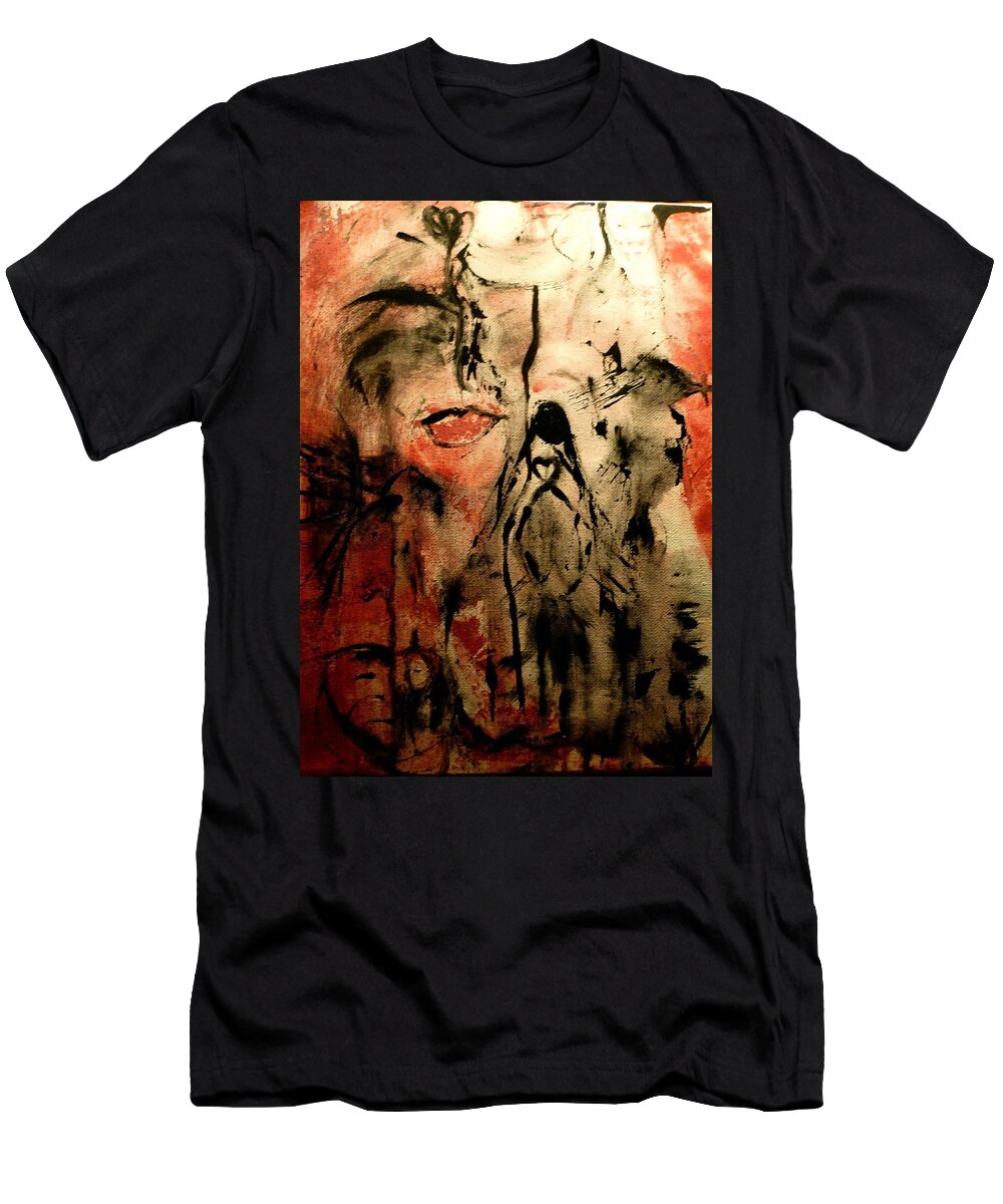 Heart T-Shirt featuring the painting Follia d'amore Madness of love by 'REA' Gallery