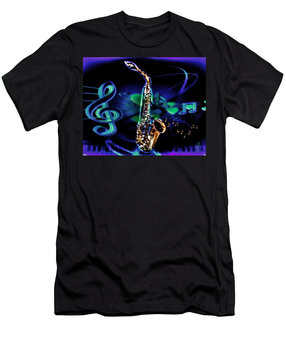 Music T-Shirt featuring the digital art And All That Jazz by Pennie McCracken