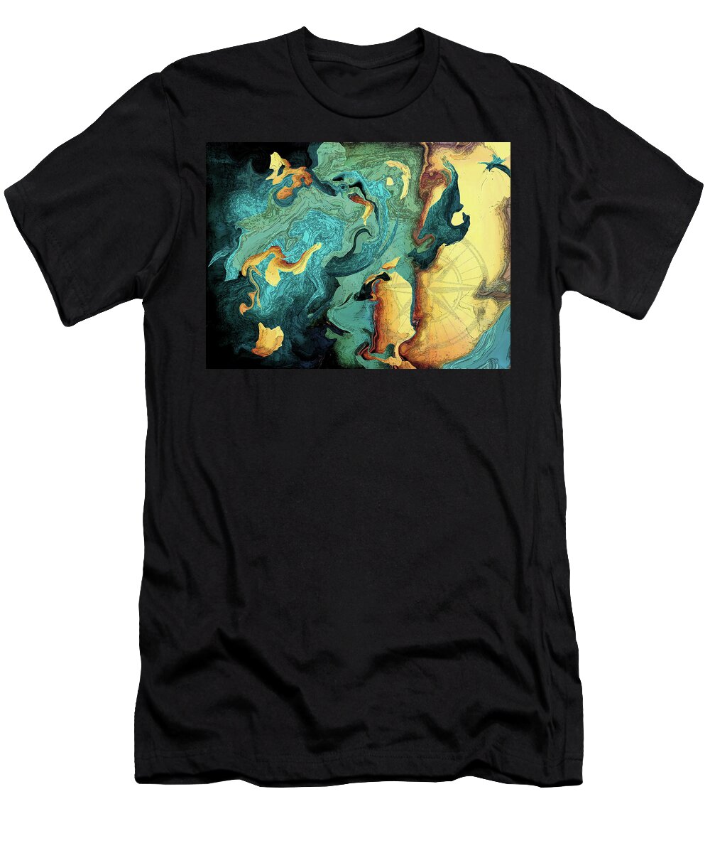 Aqua T-Shirt featuring the painting Archipelago by Deborah Smith