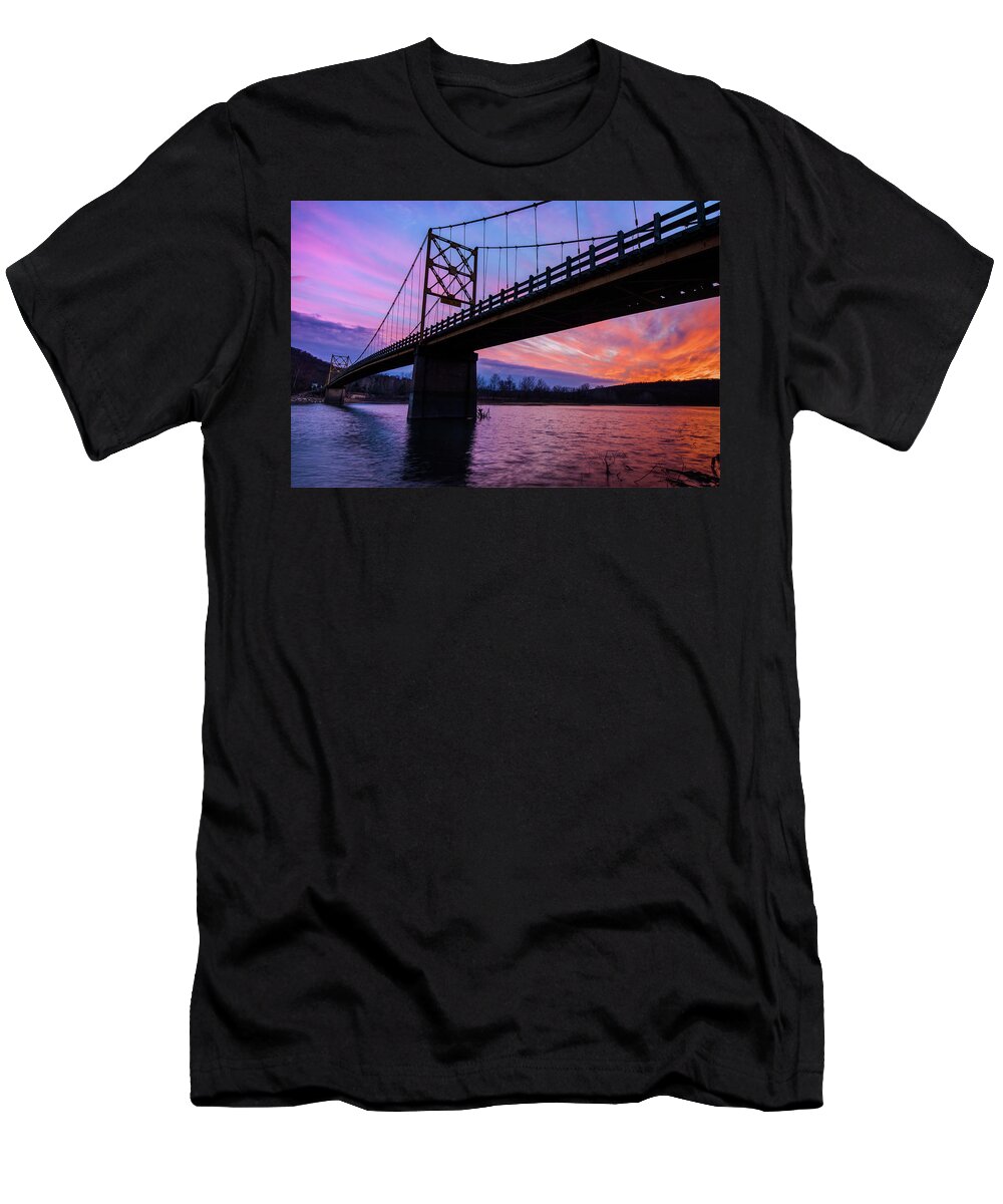 America T-Shirt featuring the photograph Arkansas Golden Gate Bridge Under Fire by Gregory Ballos