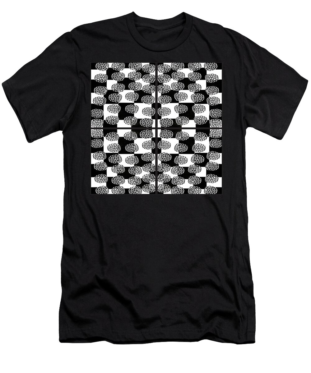 Urban T-Shirt featuring the digital art 017 Flowers On Checkerboard by Cheryl Turner