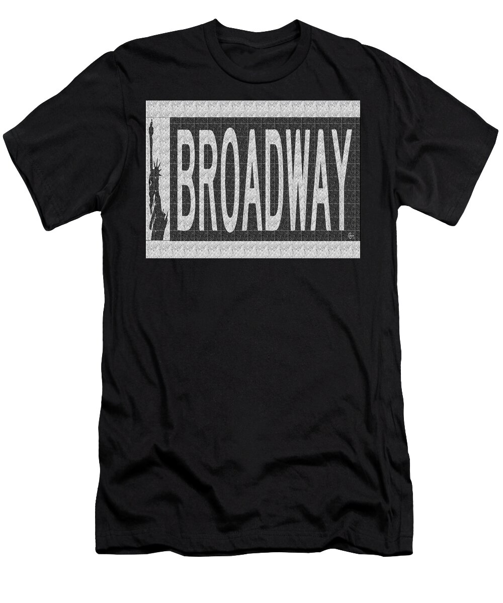 Broadway T-Shirt featuring the painting Broadway Deco Swing street sign by Cecely Bloom