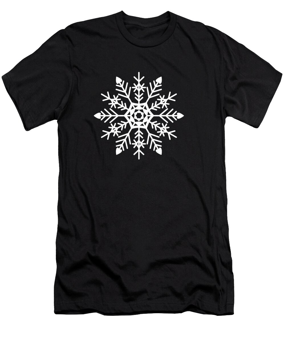 Snowflake T-Shirt featuring the digital art Snowflakes Black and White by Kathleen Wong