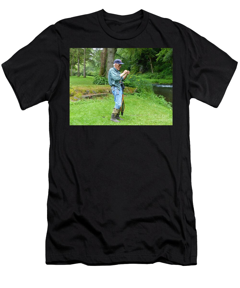Fly Fishing T-Shirt featuring the photograph Attaching The Lure by Rosanne Licciardi