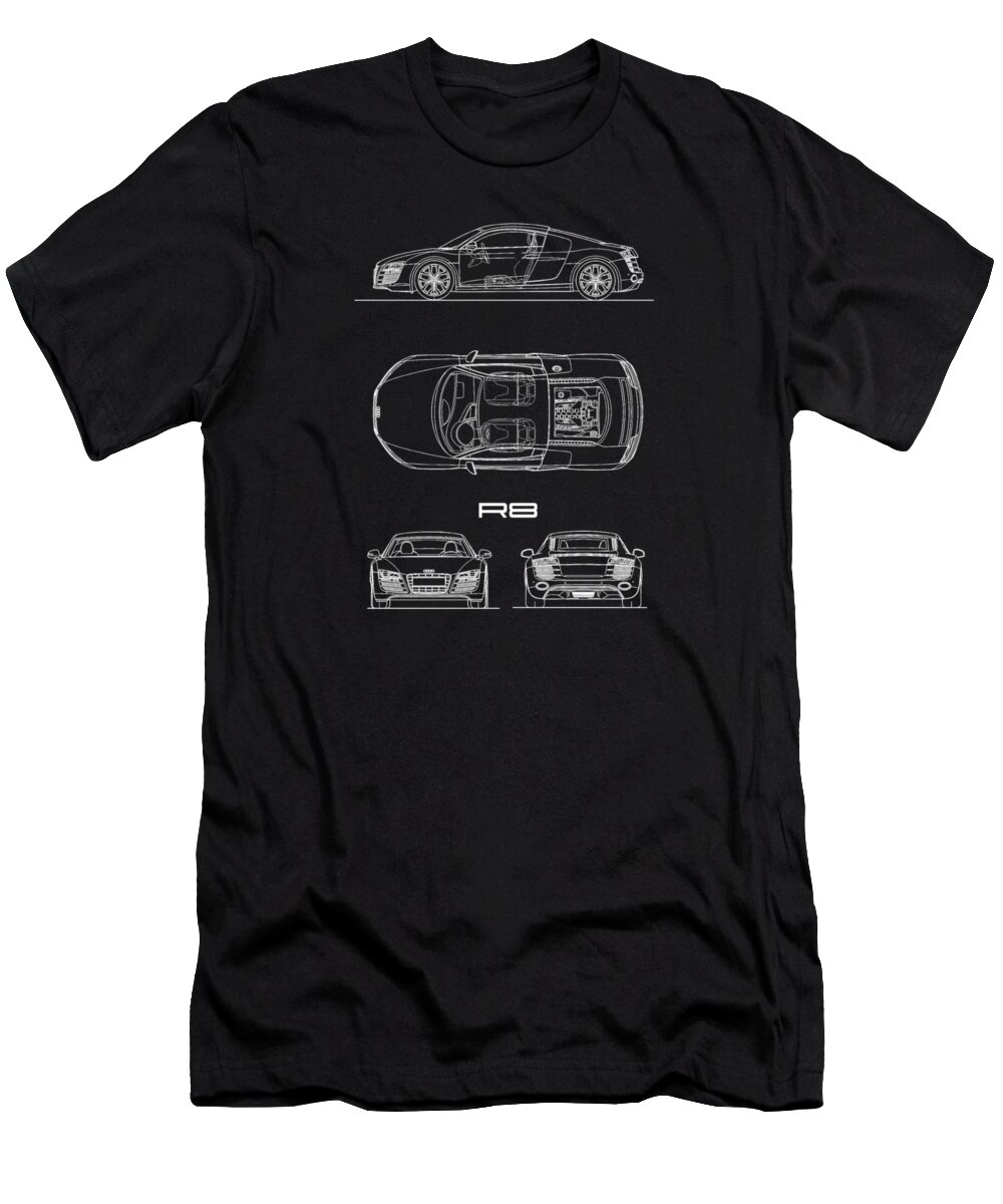Audi R8 Blueprint T-Shirt for Sale by 