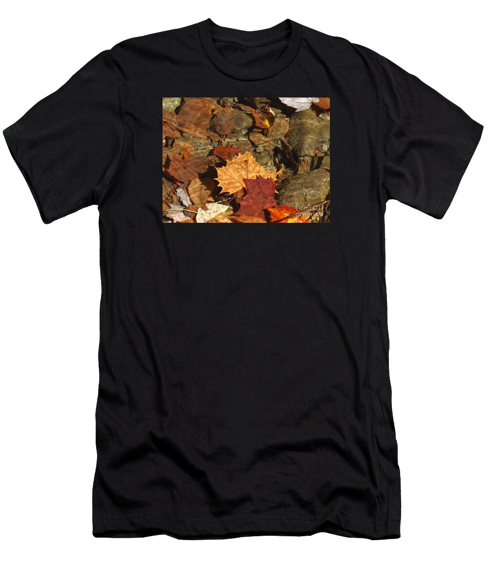 Autumn Leaves T-Shirt featuring the photograph Autumn Leaves Under Water by Anita Adams