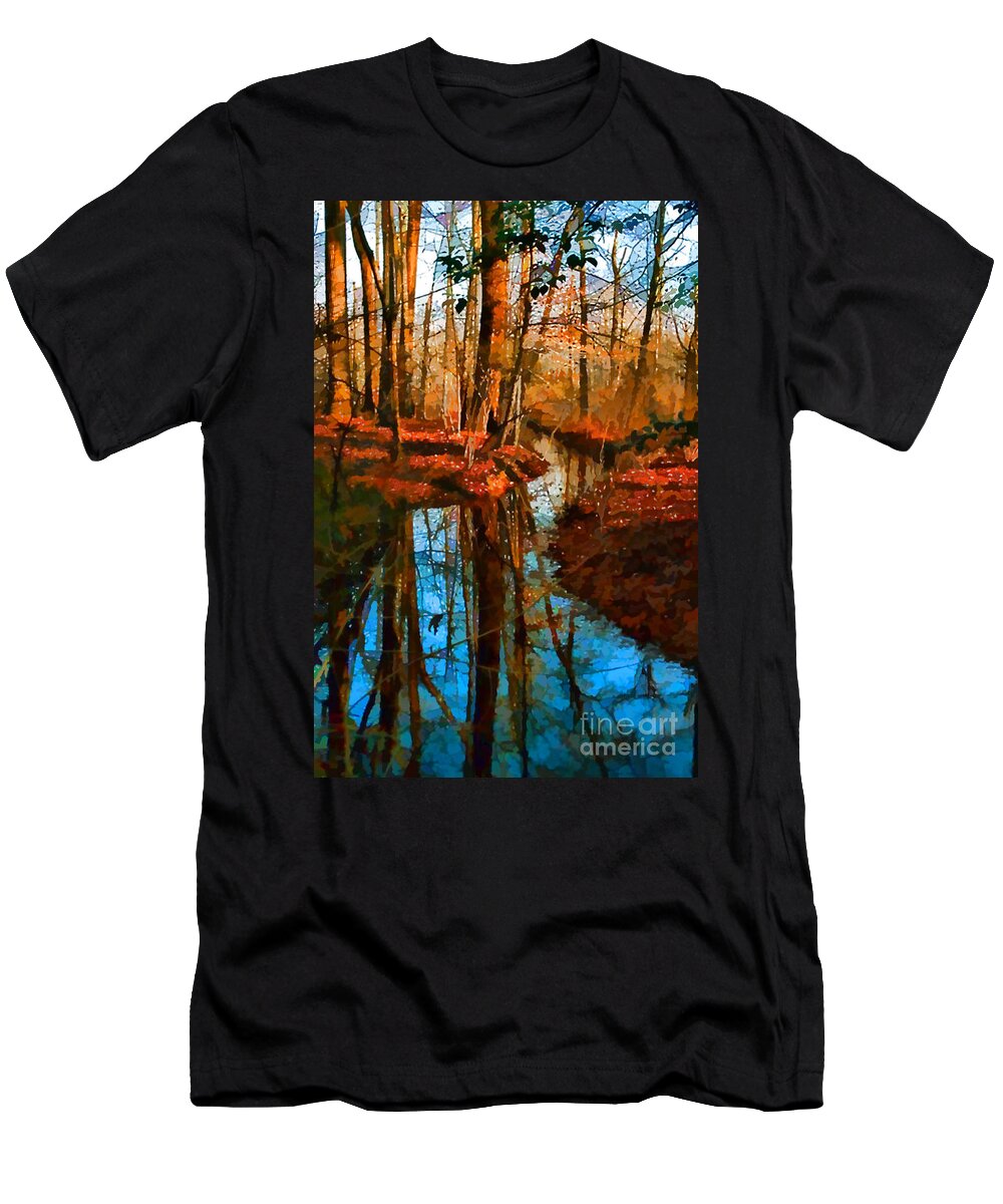 Autumn T-Shirt featuring the digital art Autumn Reflection by Xine Segalas