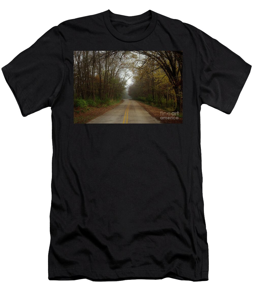 Autumn T-Shirt featuring the photograph Autumn Road by Inspired Arts